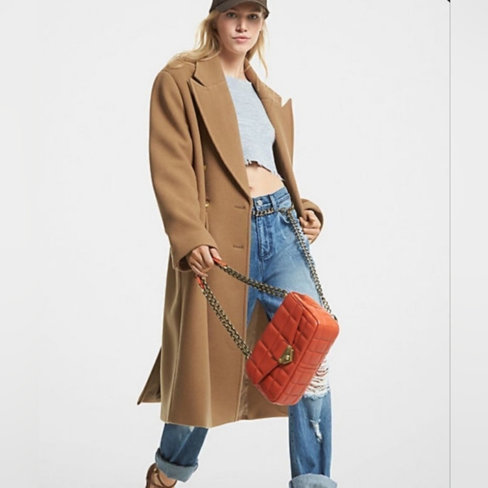 *Michael Kors Single Button Wool Blend Melton Oversized Coat